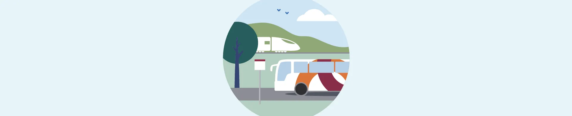 Illustration med kollektivtrafik